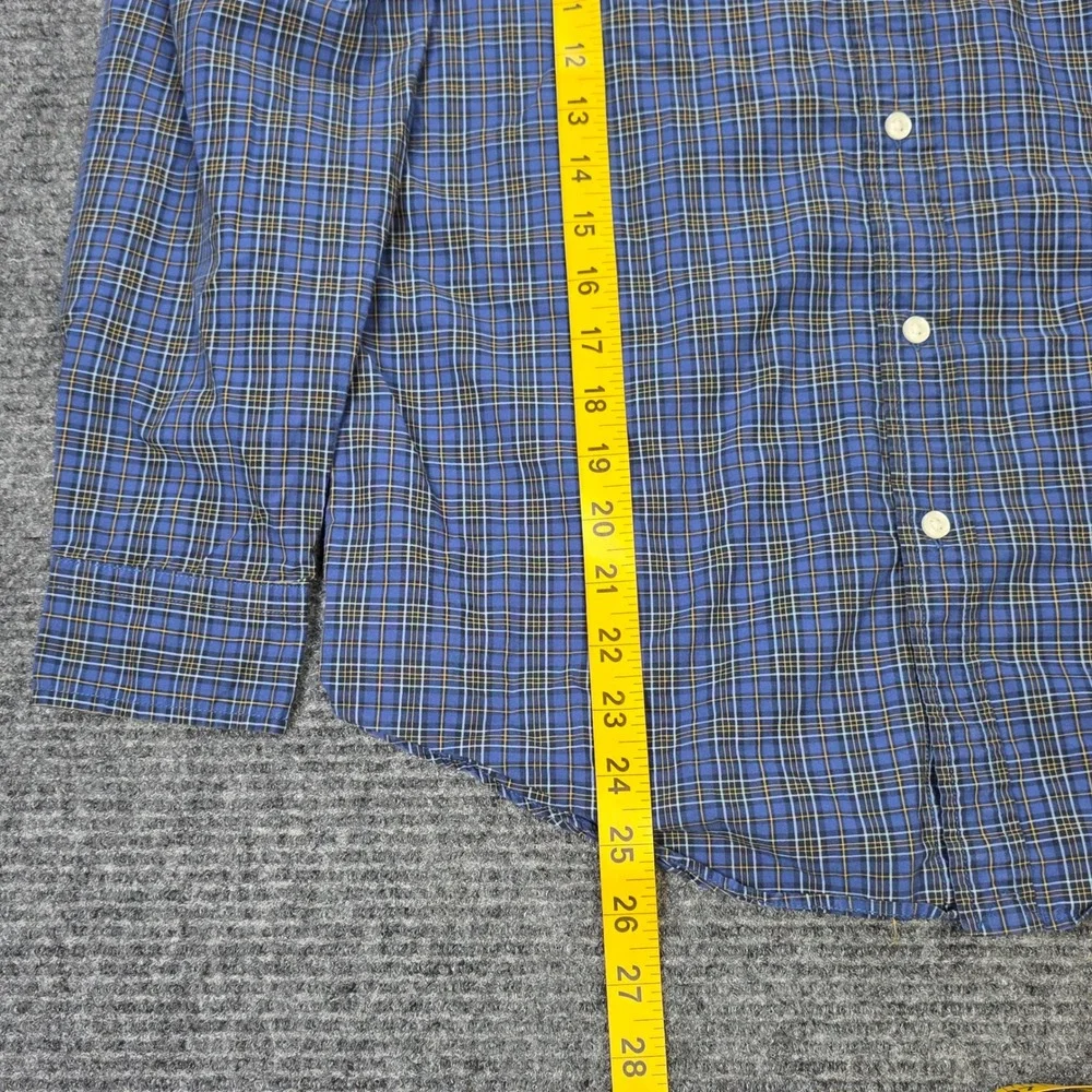 Ralph Lauren Plaid Button Down Shirt Big Boy's Size XL 18-20 Blue‎ Yellow Pony